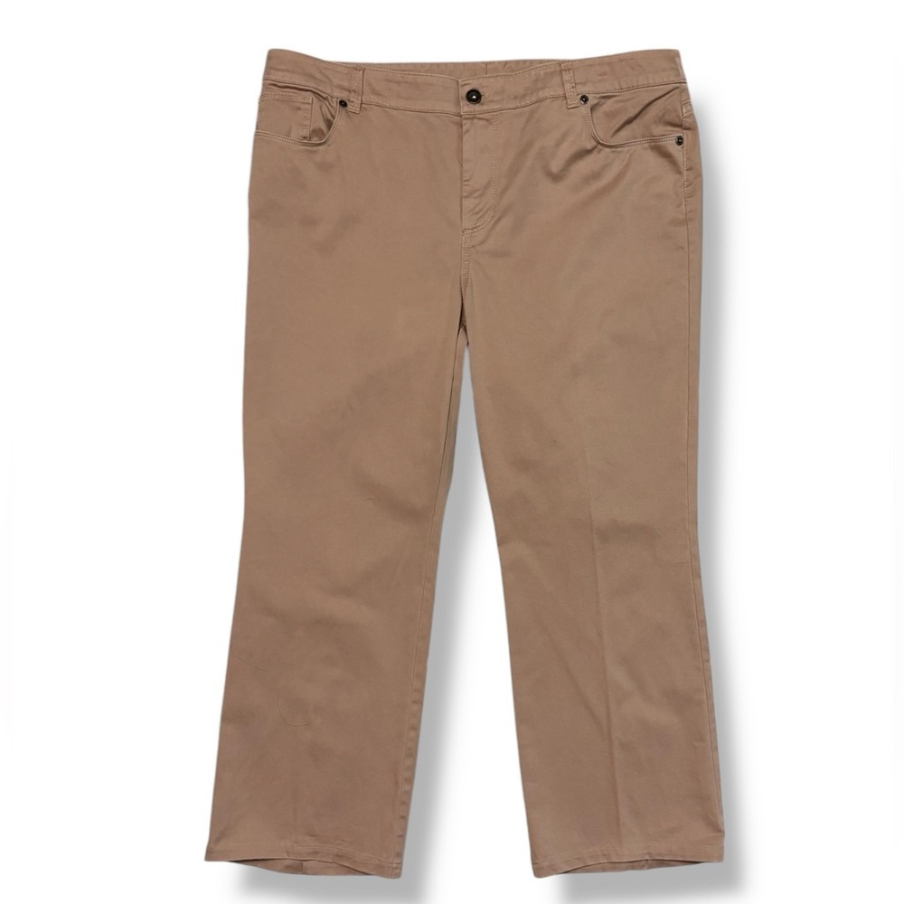 CHICO’S Tan Flat Front Mid Rise Stretch Chinos - Ankle Length